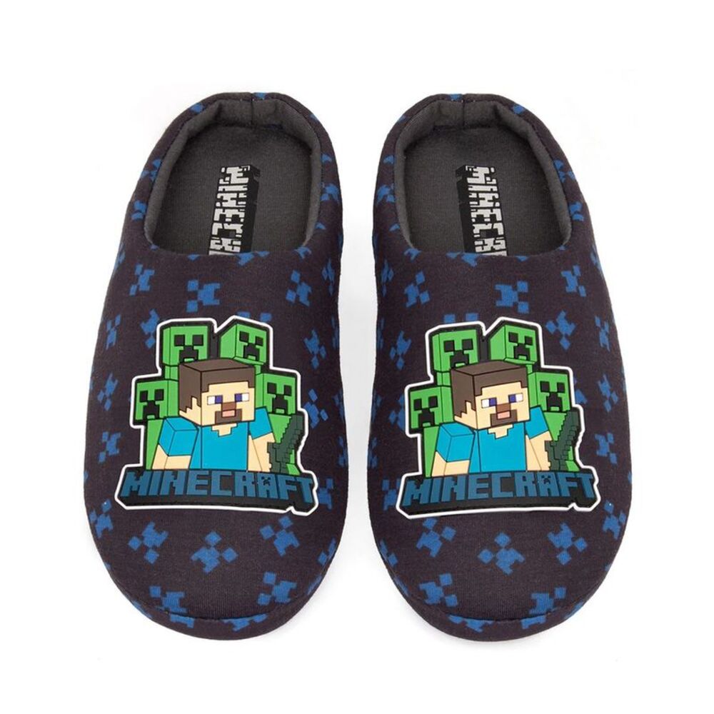 Minecraft Boys Creeper Slippers / Navy/Blue